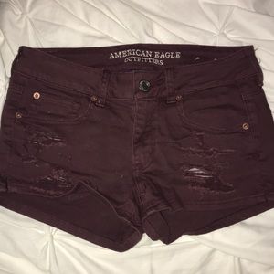 Maroon/ burgundy shortie american eagle shorts